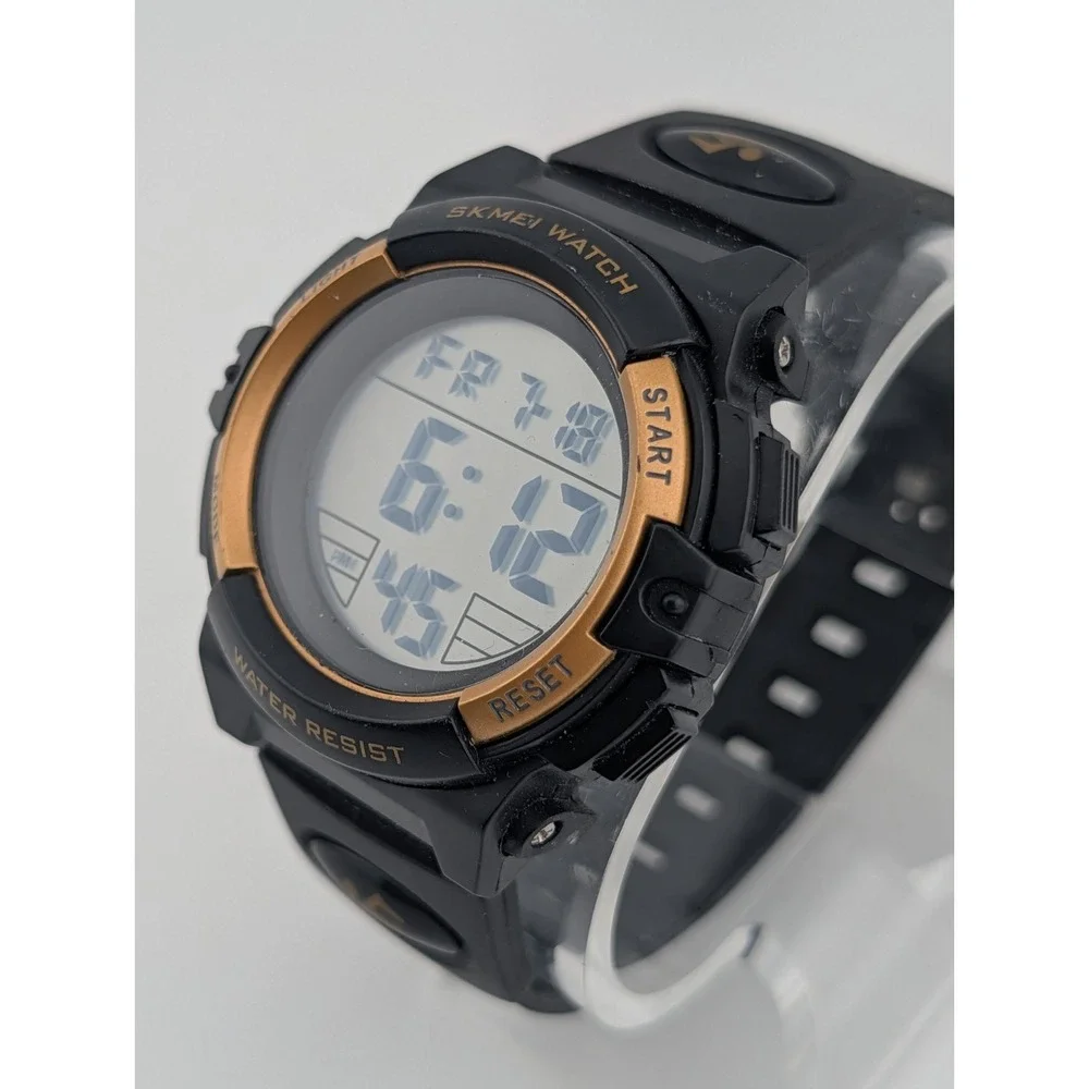 SKMEI 1266 Men's Digital Sport Watch Red Backlight Black Band- New Battery